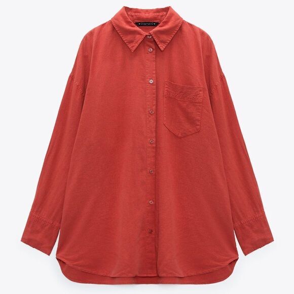 ZARA Linen Blend Shirt Medium - Picture 5 of 8
